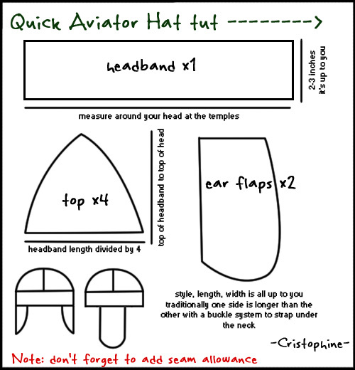  aviator cap tutorial above by Christophine on DeviantART 