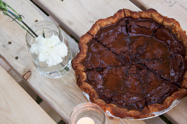 Bang Bang Pie's Chocolate Chess Pie with Bourbon Caramel Drizzle | Hands Occupied