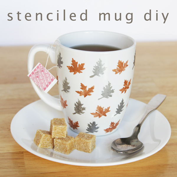 Stenciled Leaf Mug DIY | Hands Occupied