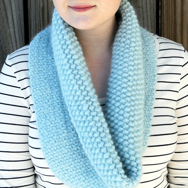 Knitted Faux Woven Cowl - Free Knitting Pattern at Hands Occupied