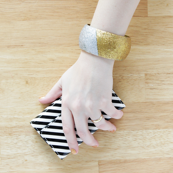 DIY Color Blocked Glitter Bangle at Hands Occupied