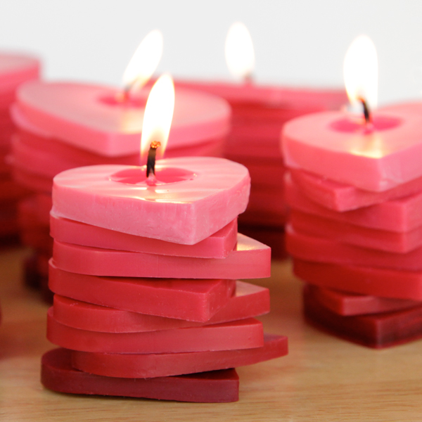 Stacked Ombre Heart Candles at Hands Occupied