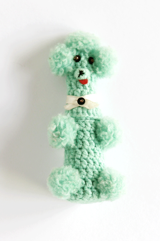 Vintage Crochet Poodle Nail Polish Cover Amigurumi via handsoccupied.com