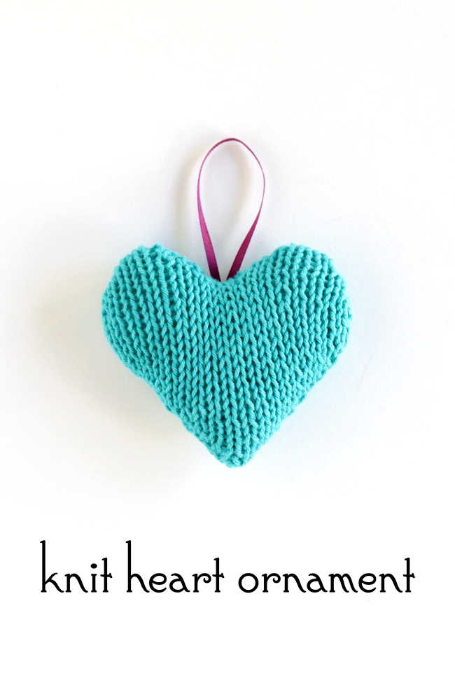 Knit Heart Ornament - Click through for a free knitting pattern for this cute star ornament, which also makes a great tree star, gift topper or baby toy!