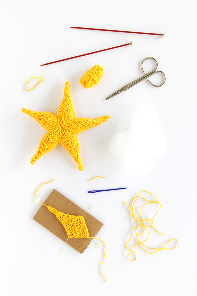 Knit Star Ornament - Click through for a free knitting pattern for this cute star ornament, which also makes a great tree star, gift topper or baby toy!