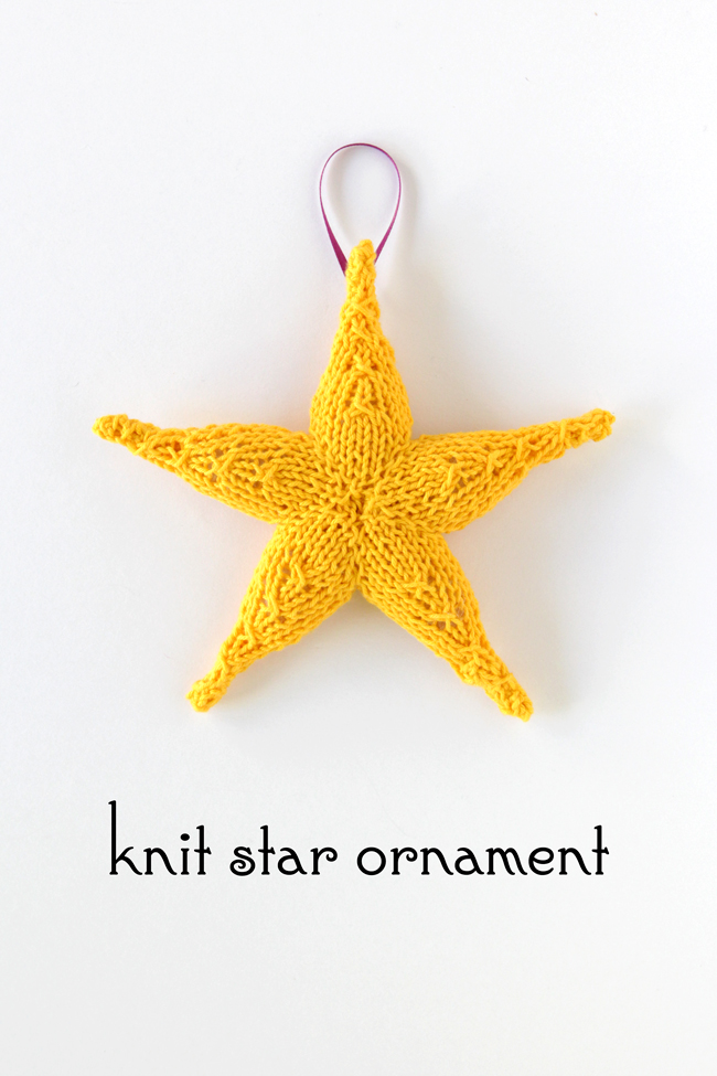 Knit Star Ornament - Click through for a free knitting pattern for this cute star ornament, which also makes a great tree star, gift topper or baby toy!