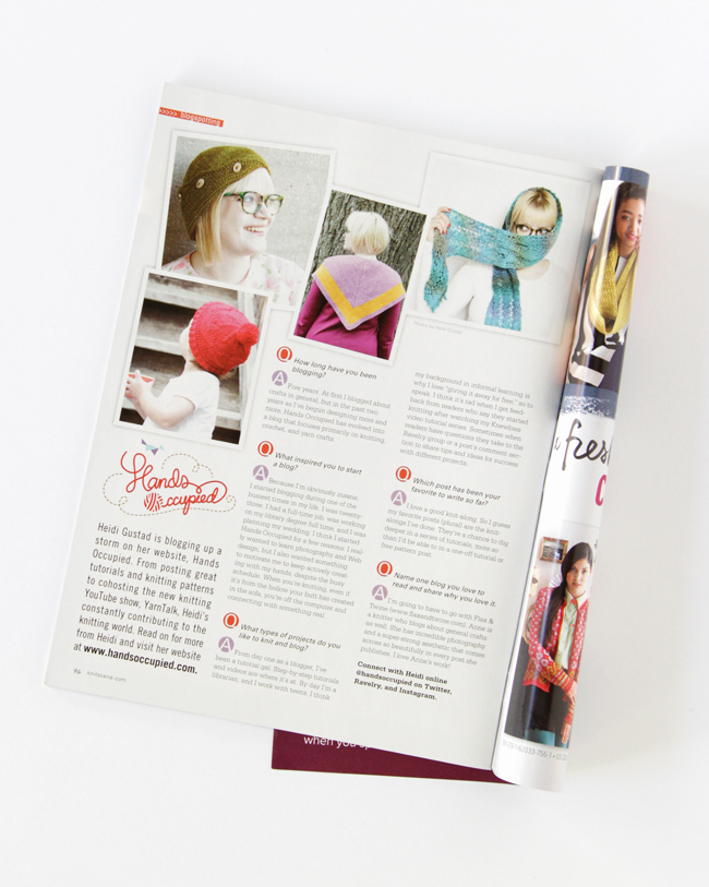 Check out Hands Occupied in Knitscene Winter 2015!
