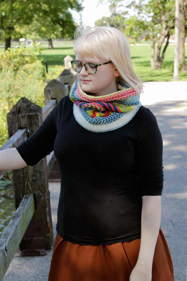The Yipes Stripes cowl is full of color and is a blast to knit!