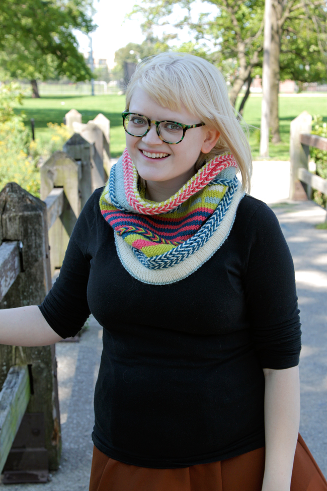 The Yipes Stripes cowl is full of color and is a blast to knit!