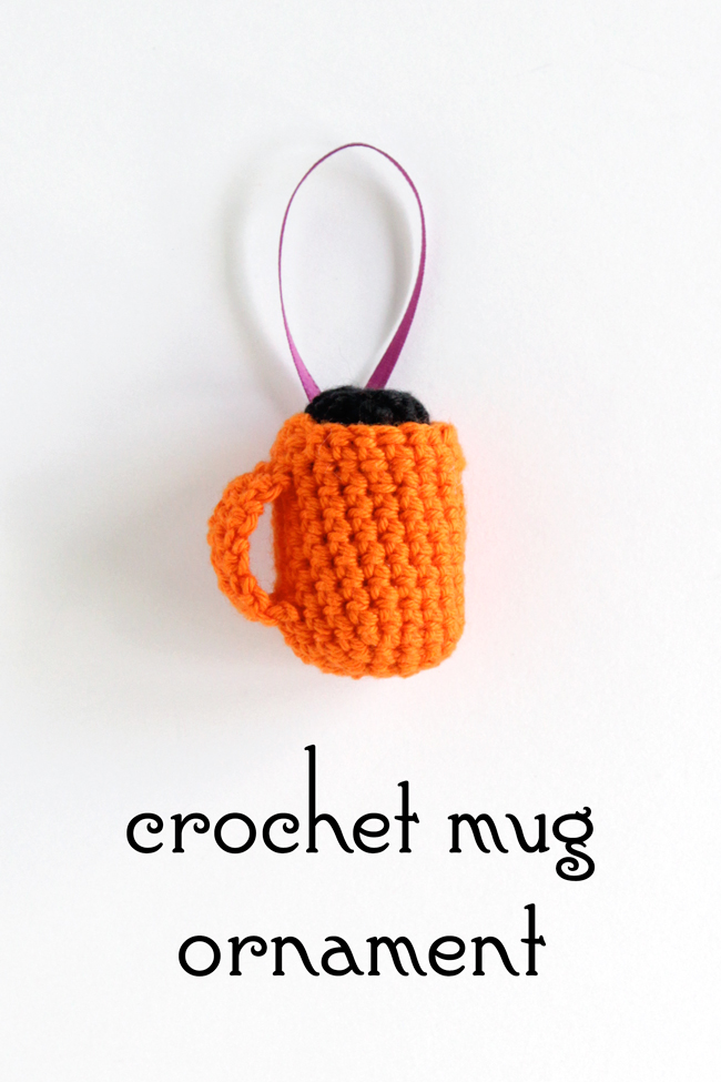 Crochet a teeny mug ornament for your Christmas tree! - Click through for the super-fast pattern that is great for the coffee or beer lover in your life!