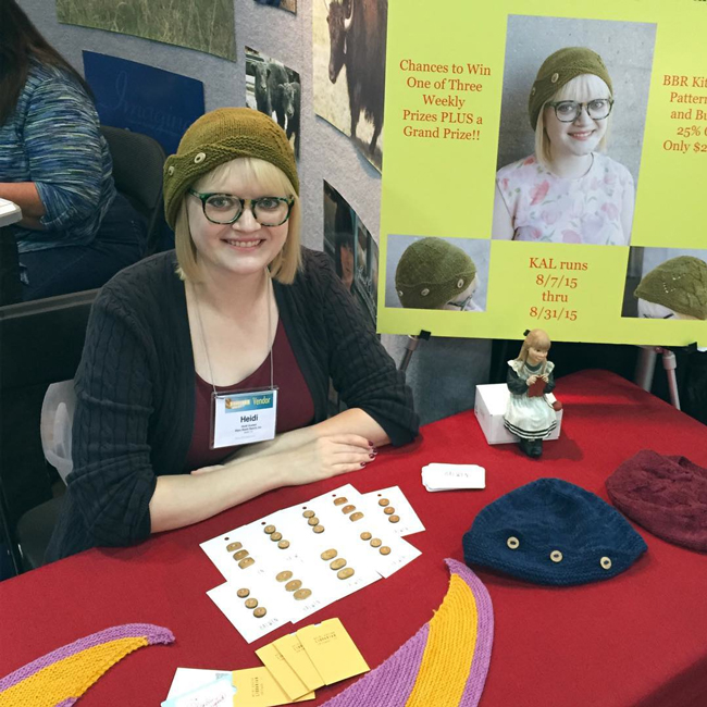 Heidi Gustad at Stitches Midwest 2015 in the Bijou Basin Ranch booth. 