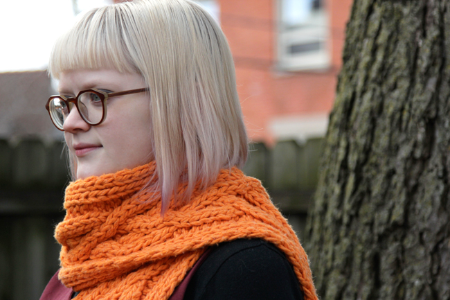 Click through to get a free pattern for the Quad Cable Scarf by Heidi Gustad