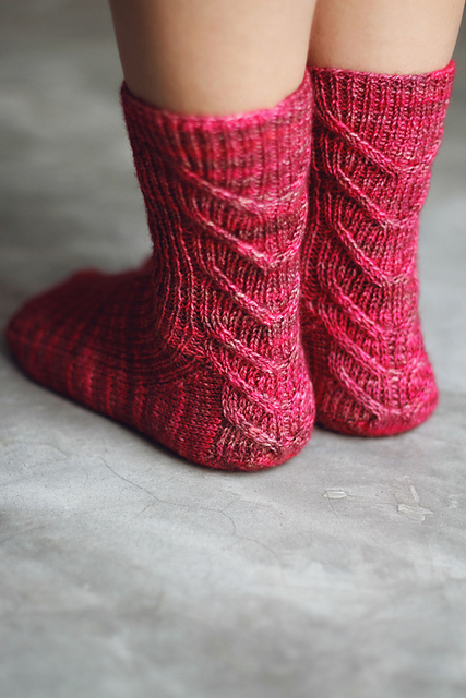 Cables Down the Back Socks by Joji Locatelli