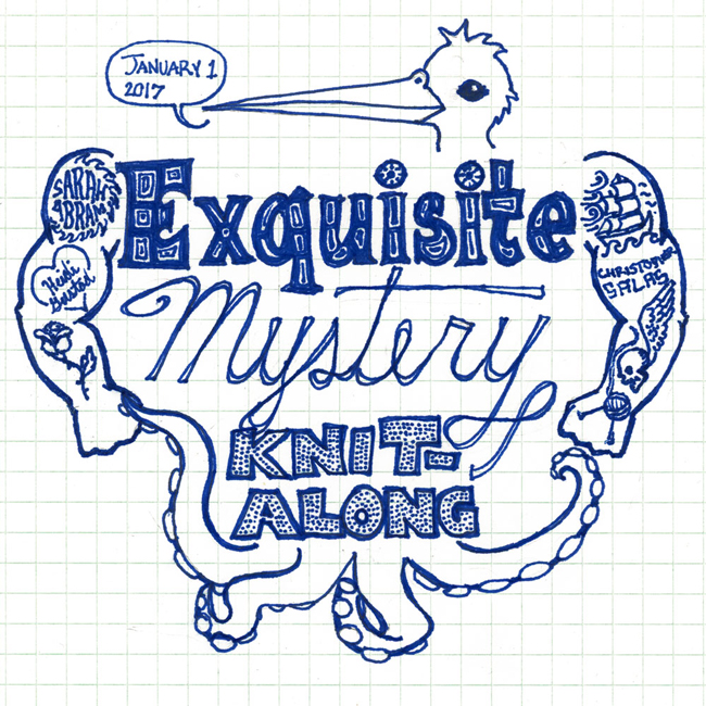 Join the Exquisite Mystery Knit Along starting January 1. Designed collaboratively by three designers: Heidi Gustad, Christopher Salas & Sarah Abram, this knit along is not to be missed!