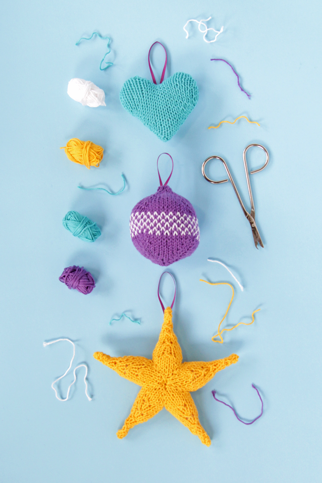 Add some handmade cuteness to your Christmas tree this year - knit up a colorful ornament for your tree with one of these three free patterns.