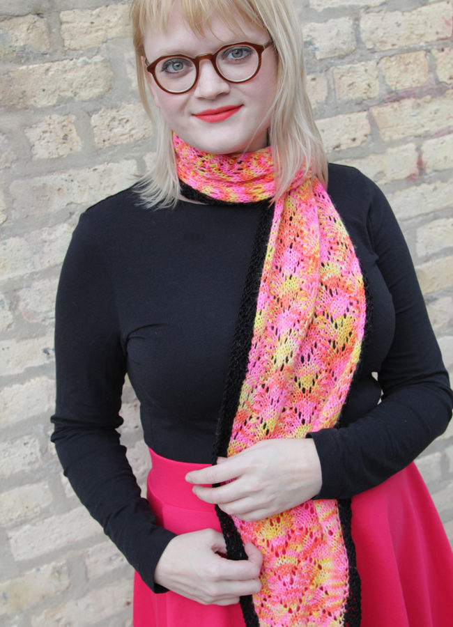 Get your hands on the Rhombuster Scarf pattern, a colorful new design from Heidi Gustad. Don't think scarf patterns can surprise you? Give the Rhombuster a shot to try something new!