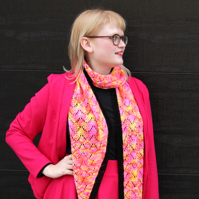 Get your hands on the Rhombuster Scarf pattern, a colorful new design from Heidi Gustad. Don't think scarf patterns can surprise you? Give the Rhombuster a shot to try something new!