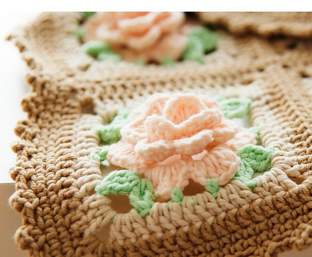  crochet blanket afghan with roses by marifu6a