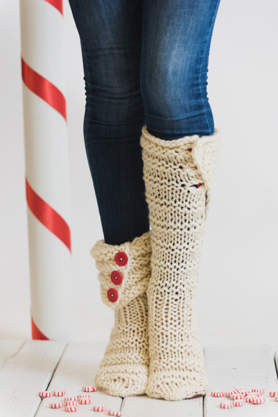 Twisted Peppermint Slippers by Heidi Gustad in I Like Knitting magazine - December 2017