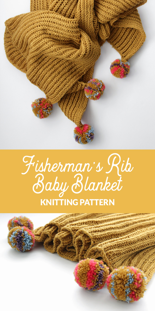 Knit the Fisherman's Rib Baby Blanket, a great option for a decorative throw or baby blanket. This pattern uses an addictive stitch with lots of and dimensionality that will give your blanket endless texture.