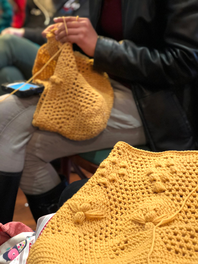 Crochet the Worker Bee Bag & Worker Bee Clutch! This adorable bag uses filet crochet, baubles, and elongated stitches to create a fun, textural piece perfect for spring!