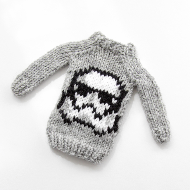 Mini Storm Helmet Sweater by Heidi Gustad, designed as part of Fandom Fibers' inaugural collection.