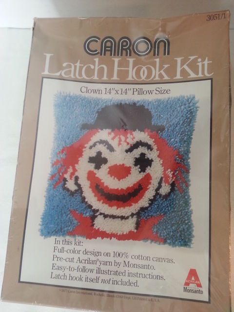 vintage clown latch hook kit found on eBay