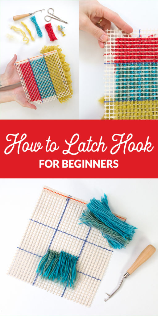 Learn how to latch hook with an easy-to-follow tutorial. Make wall hangings, throw pillows, rugs, and more! Latch hook projects are a great use for scrap yarn too.