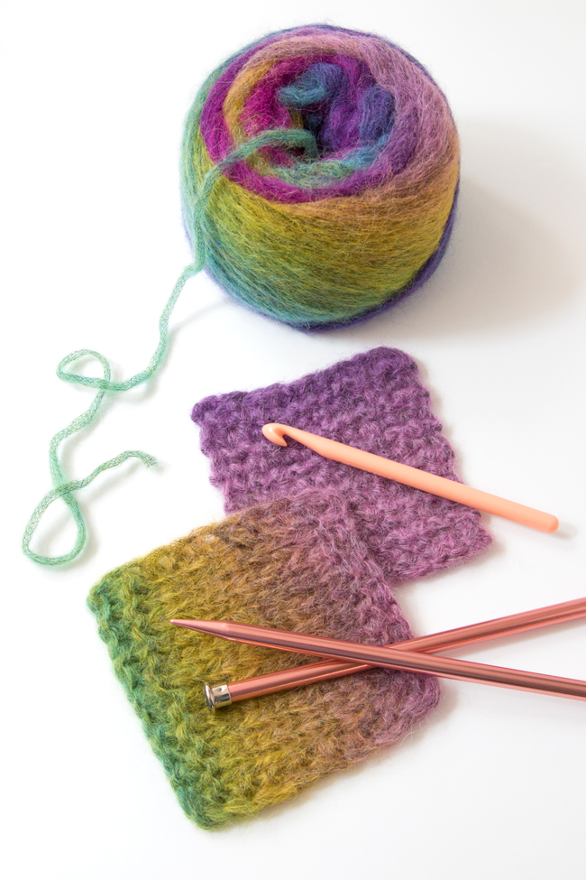 Learn about Berroco Aero yarn, made of a light and lofty blend of alpaca, nylon, and wool. This yarn works up quickly with larger knitting needles and crochet hooks. The vivid color combinations work well with easy projects.