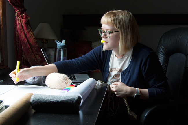 Take a look inside the process of designing a large scale, colorwork afghan pattern. Designer Heidi Gustad walks you through how she designed the Intarsia Mountain throw from start to finish.