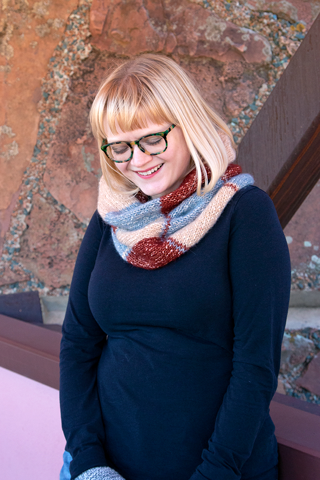 Knit yourself a quick cowl that doubles as a hood - a snood! The Checked Snood is a colorful, geometric knitting pattern that uses 3 colors of Berroco Brielle to create a stunning, versatile accessory you'll wear from fall to spring. Bonus: it's a free pattern!