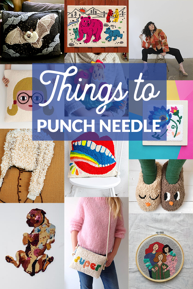 Find twelve inspiring works of art made with punch needle. Both a rug-making and embroidery technique, punch needle can be used to craft some amazing things with string! Click through for artist/seller names and image sources. 