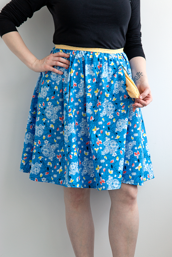 Making a skirt from a favorite dress sewing pattern is easy! Get some easy tips for making half of your favorite dress in the latest edition of Handmade Wardrobe on Hands Occupied.