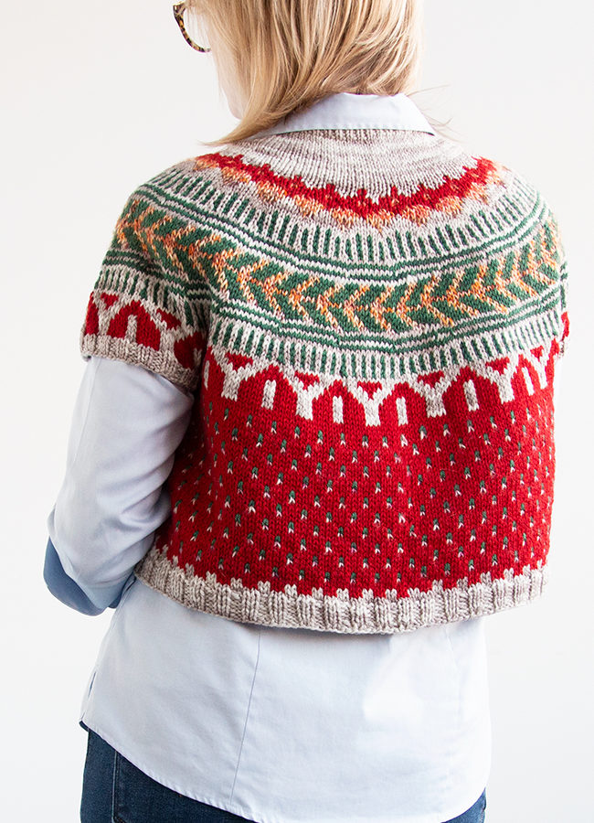 Read about one knitter's Christmas inspired take on the Soldotna Crop sweater pattern by Caitlin Hunter, including tips for customizing for fit!