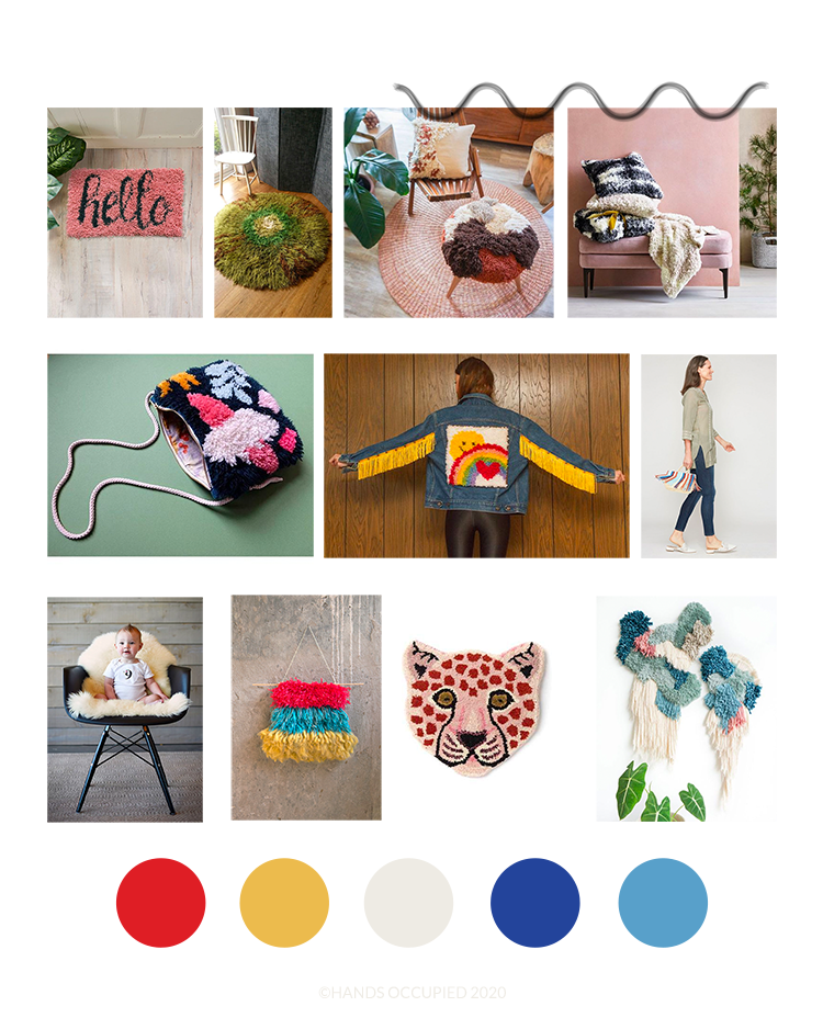 A sneak peek at some of the design inspiration for Heidi Gustad's upcoming Latch Hook Book, fall 2020. 