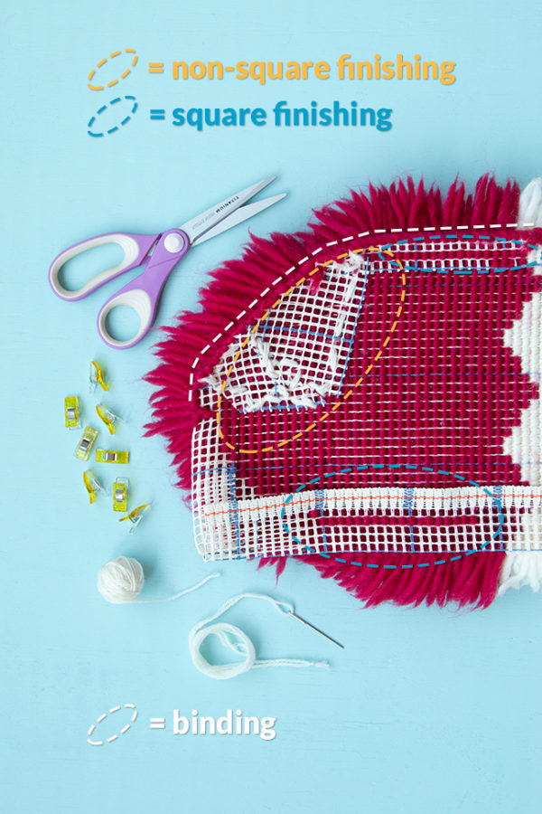 Whip Stitch Binding in Latch Hook Hands Occupied