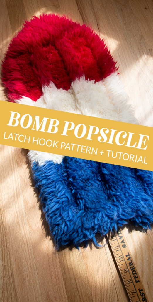 Learn how to make this bomb popsicle-inspired latch hook wall hanging with a free pattern and tutorial from Hands Occupied.