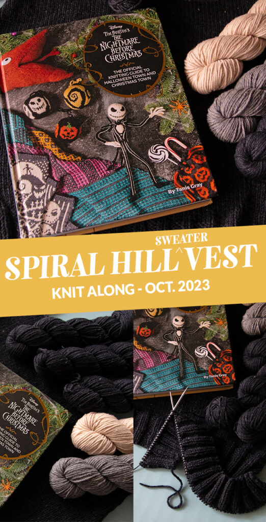 Coming this October: A knit along (KAL) featuring Heidi Gustad’s pattern from the new Nightmare Before Christmas knitting book from Tanis Gray and Insight Editions.