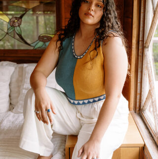 Bevelled Tank by Heidi Gustad, Pom Pom x Hobbii pattern collection, summer 2024 | Hands Occupied